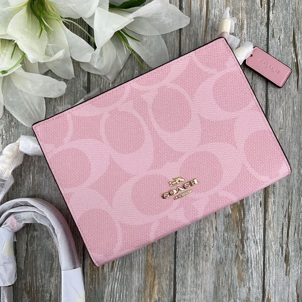 Coach Limited Slim Crossbody Bag In Signature Canvas Powder Pink Purse